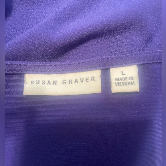 SUSAN GRAVER , Purple Women's Top with Embellished Sleeves - Picture 2 of 6
